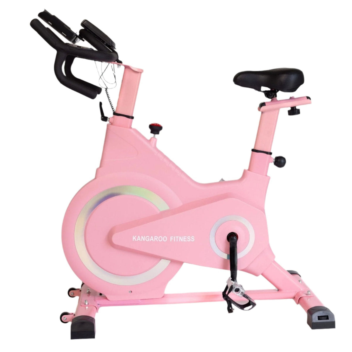 Kangaroo Fitness Magnetic Friction Spin Bike Pink 150kg Weight Lim KangarooFitness