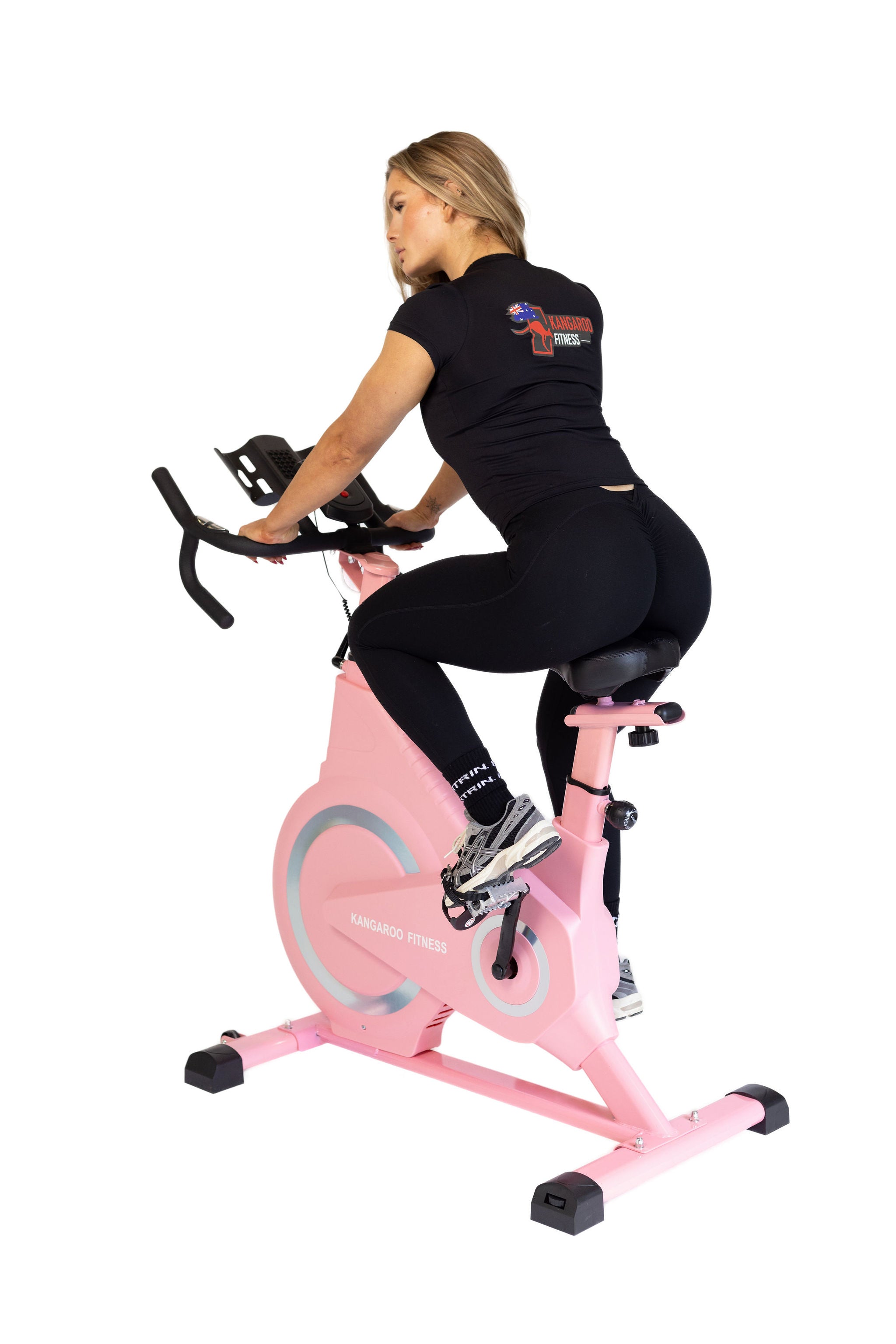 Kangaroo Fitness Magnetic Friction Spin Bike (Pink) - 150kg Weight Limit