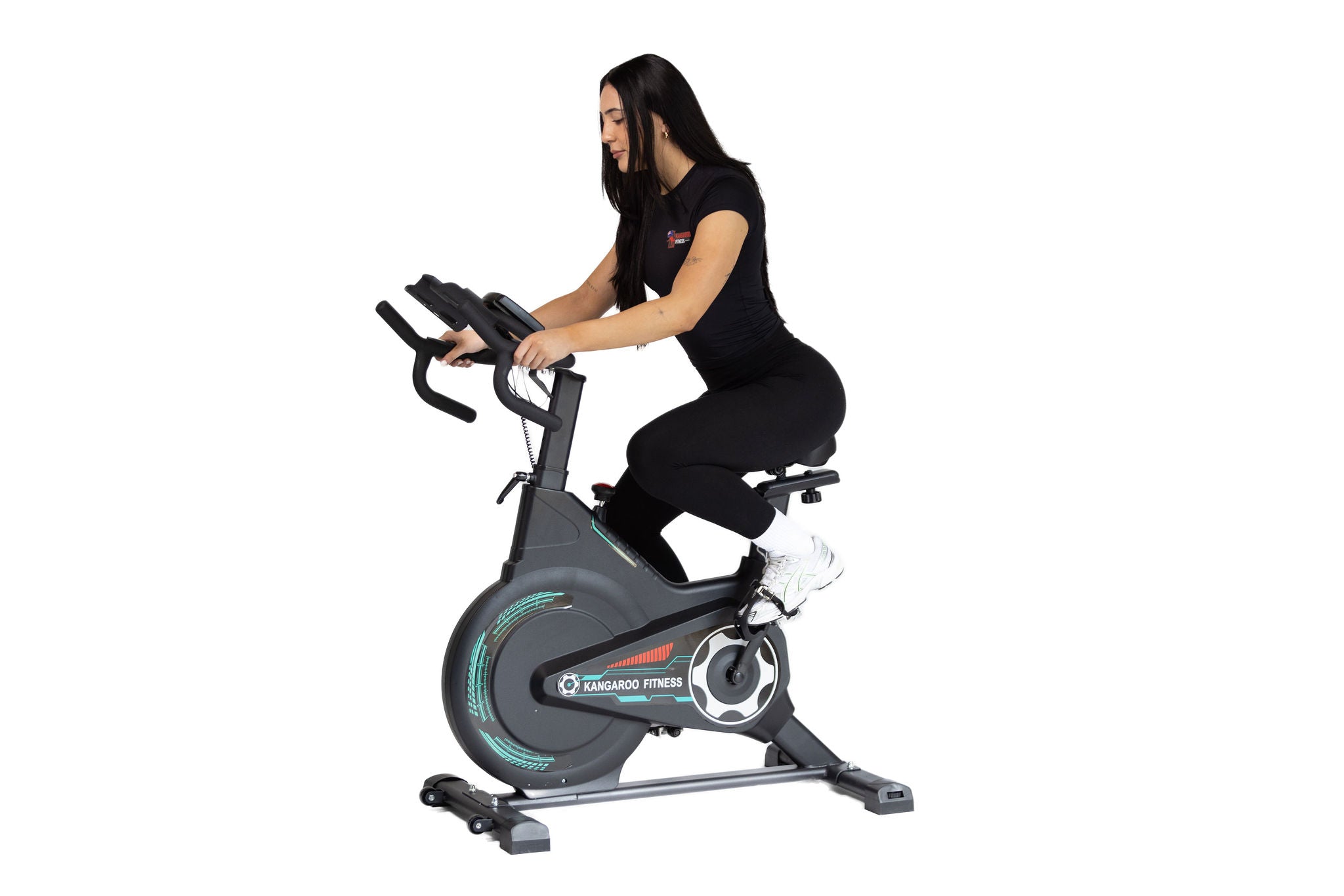 Kangaroo Fitness Magnetic Friction Spin Bike (Black Green) - 150kg Weight Limit