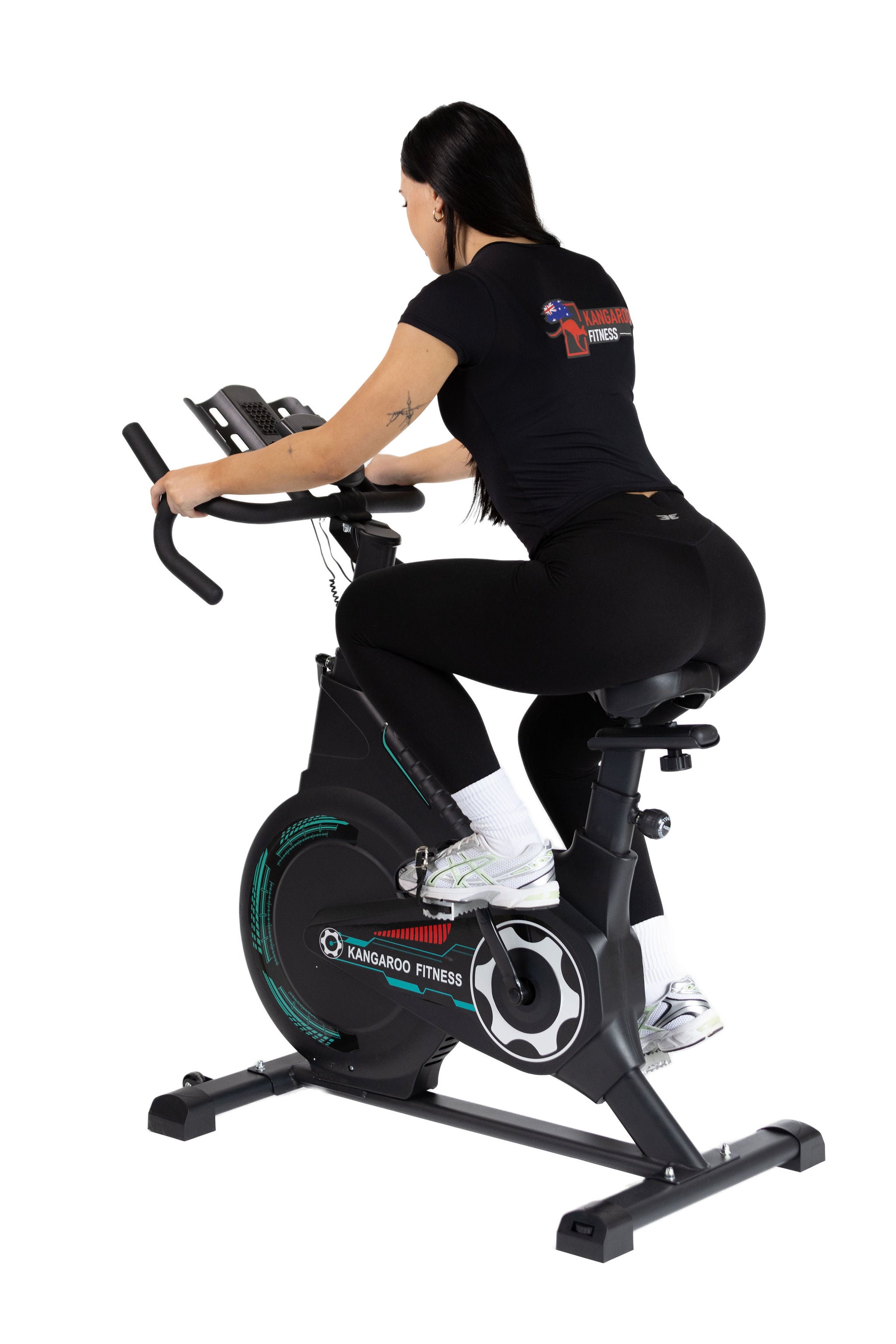 Kangaroo Fitness Magnetic Friction Spin Bike (Black Green) - 150kg Weight Limit