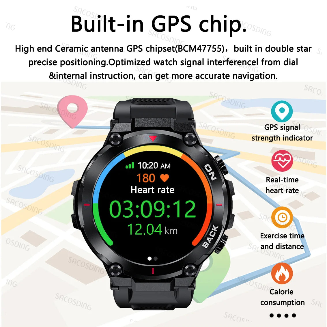 GPS Smart Watch Navigation Sport Fitness Tracker 480Mah Long lasting b ...